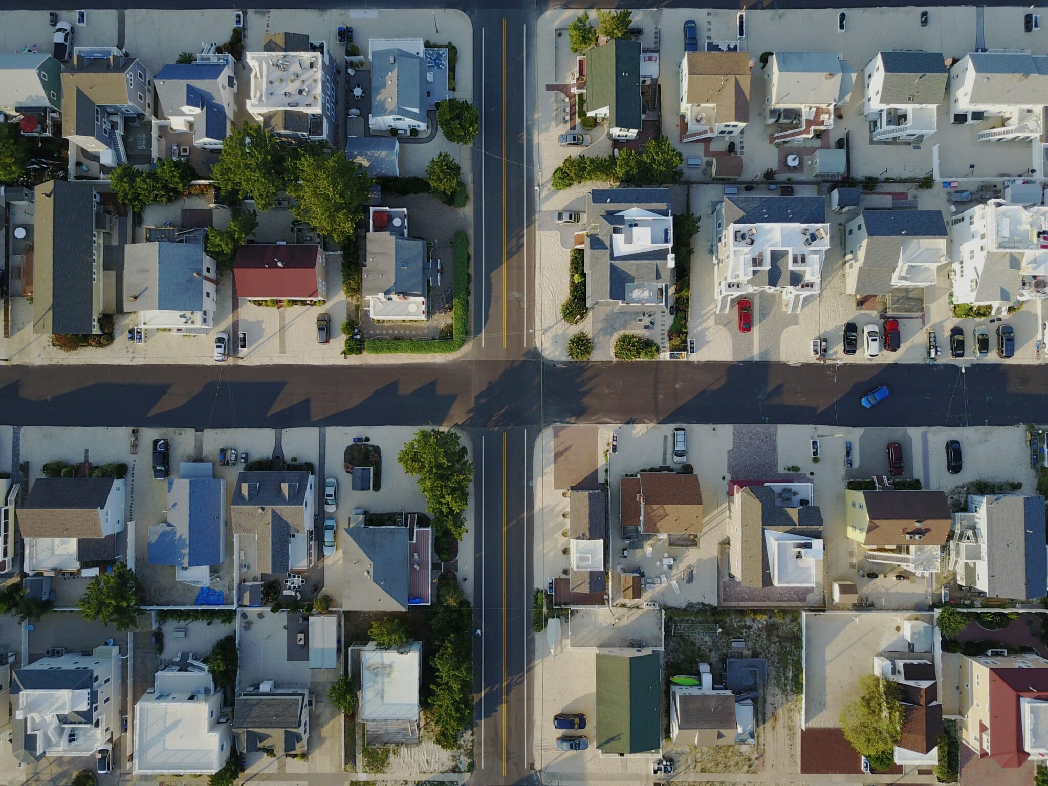 Aerial view of residential neighborhood